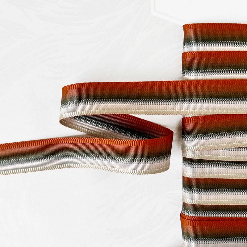 Ombre Taffeta Ribbon-Rust, Olive & Tan