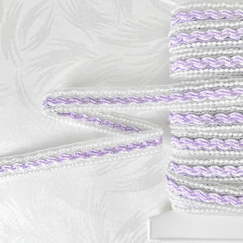 Pearl Bead Braid-Lavender & White