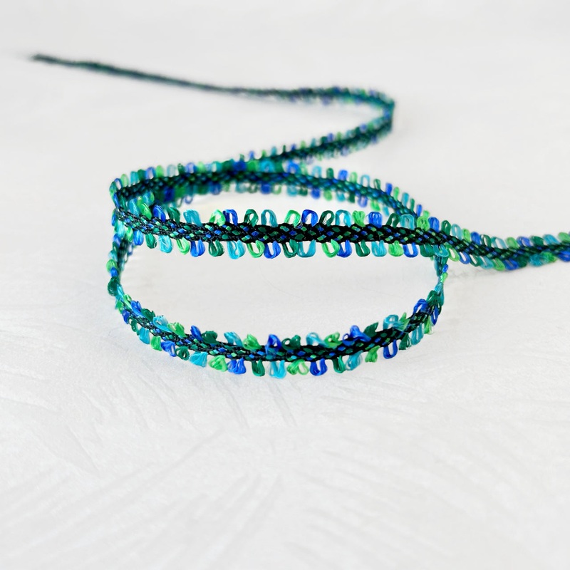 Picot Edge Trim-Blue & Green on Black