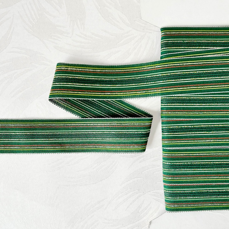 Striped Metallic Knit Braid-Green