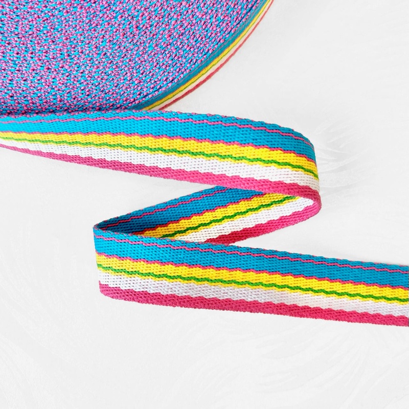 Striped Webbing-Pink, Blue & Yellow