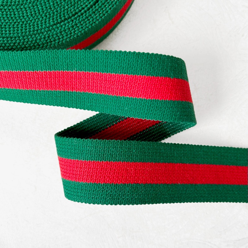 Thick Stripe Elastic Trim-Green & Red