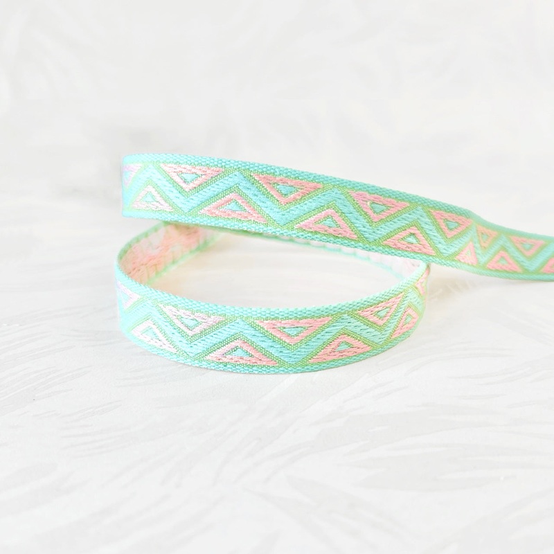 Triangle Zig Zag Jacquard-Light Blue, Spring Green & Pink