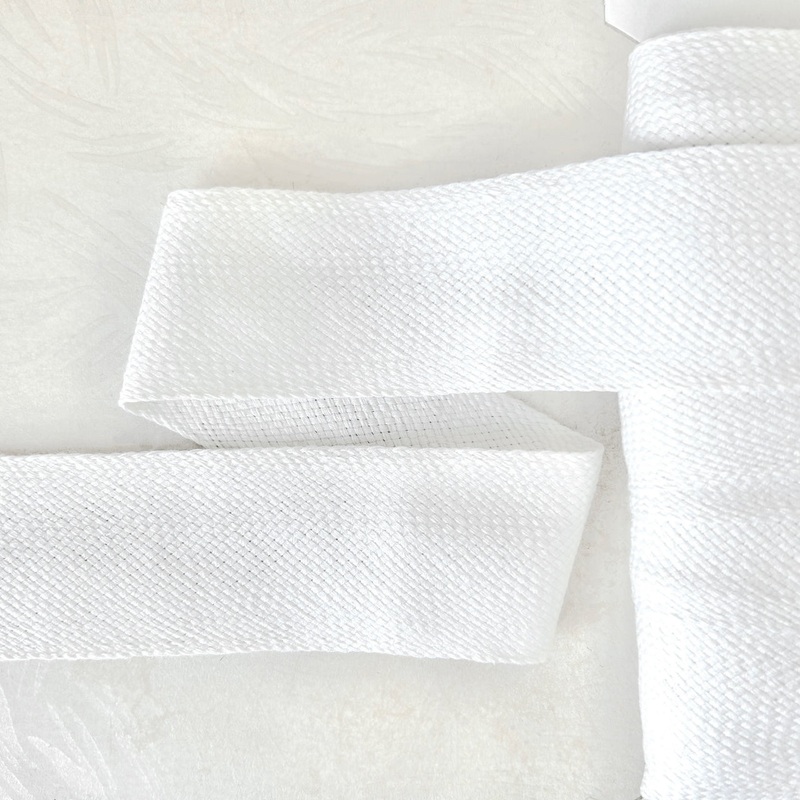 Wide Flat Woven Braid-White-By the Yard & 36 Yard Board