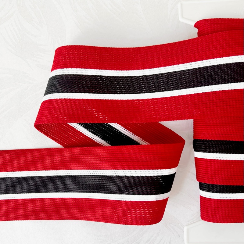 Wide Stripe Knit Braid 2-3/8-Red, White & Black