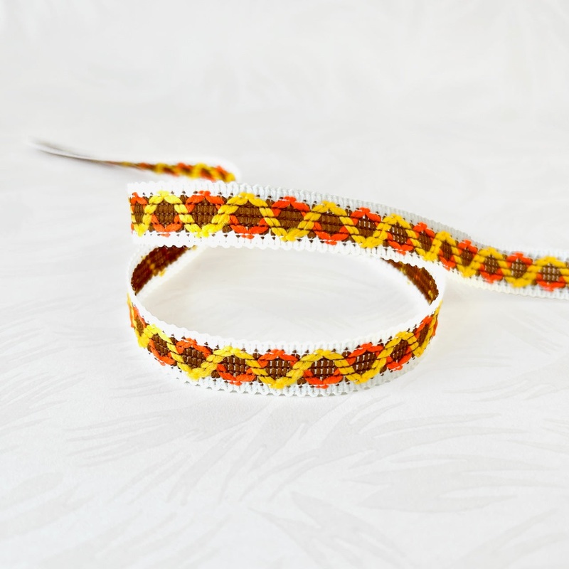 Zig Zag Knit Braid-Orange & Yellow on Brown