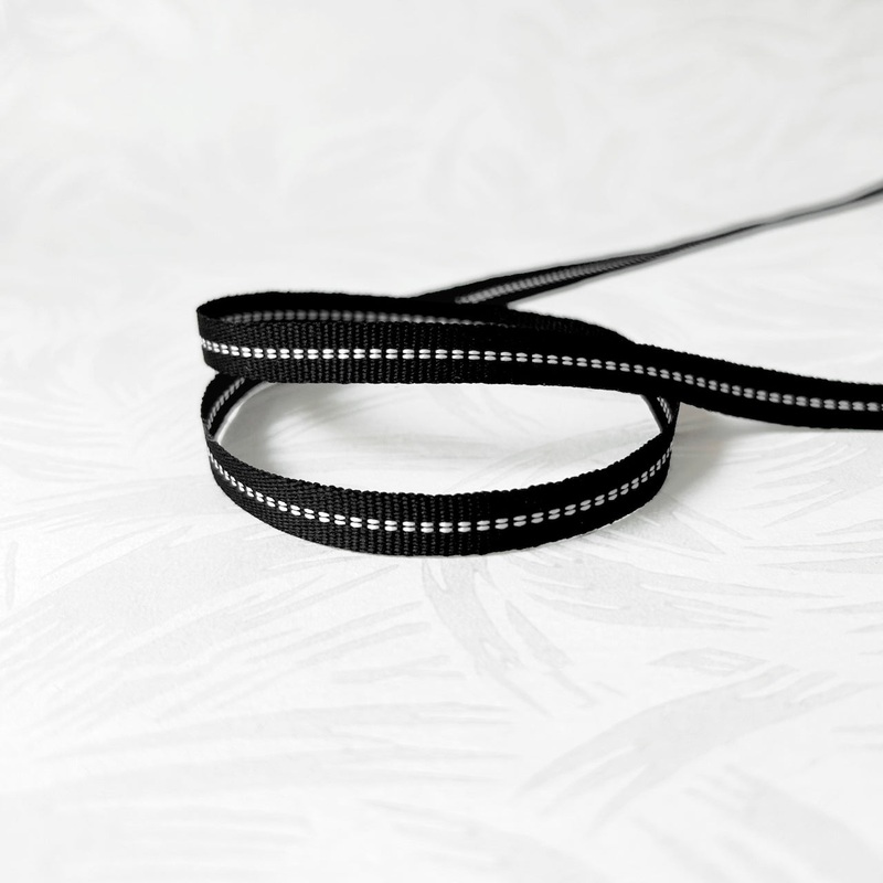 Center Stitch Grosgrain-Black & White-By the Yard & 25 Yard Board