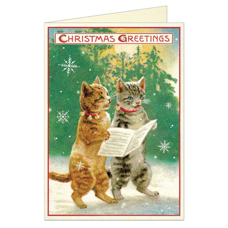 Christmas Greetings Card by Cavallini, Cats
