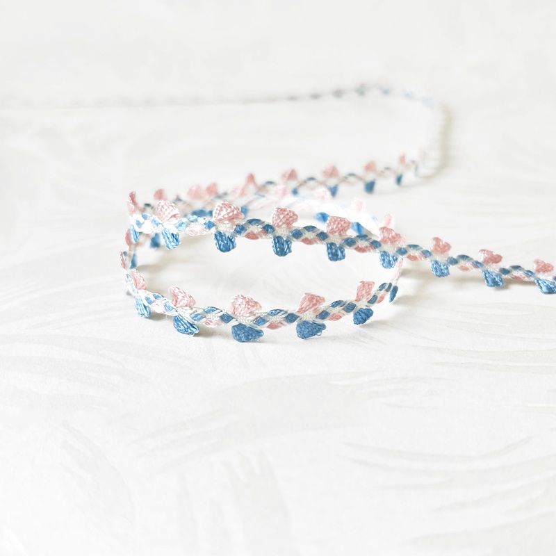 Double Picot Edge Loop Braid-Pink & Blue