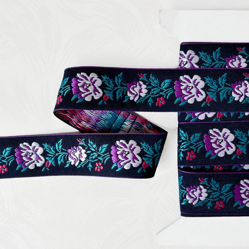 Floral Jacquard-Purple on Black