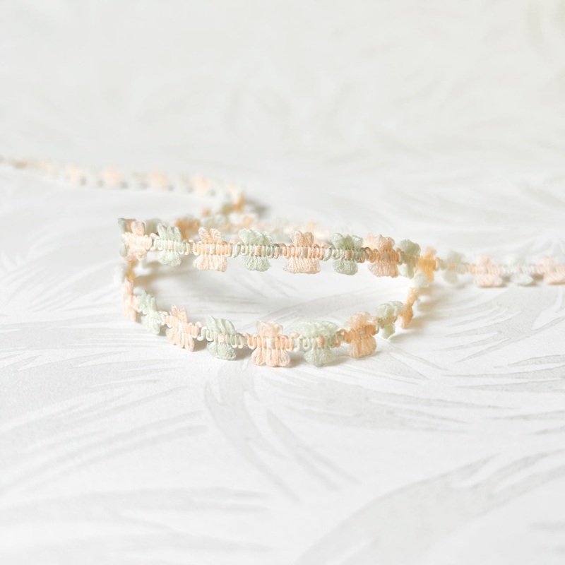Floral Rococo Braid-Peach & Mint