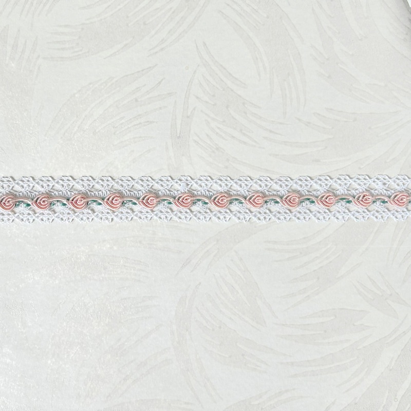 Floral Rococo Flat Lace-Pink & White