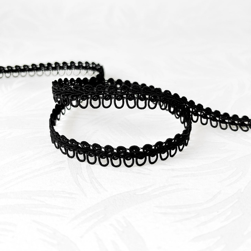 Loop Edge Gimp Braid-Black-By the Yard & 72 Yard Roll