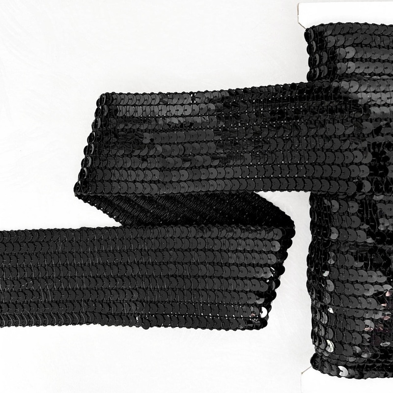 Non-Stretch Sequin Trim-Black
