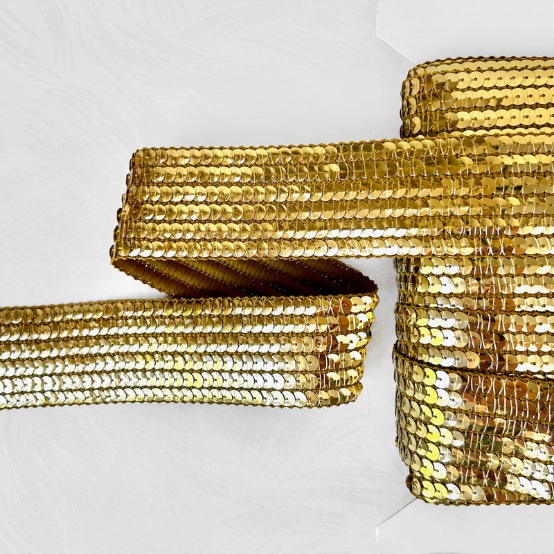 Non-Stretch Sequin Trim-Gold