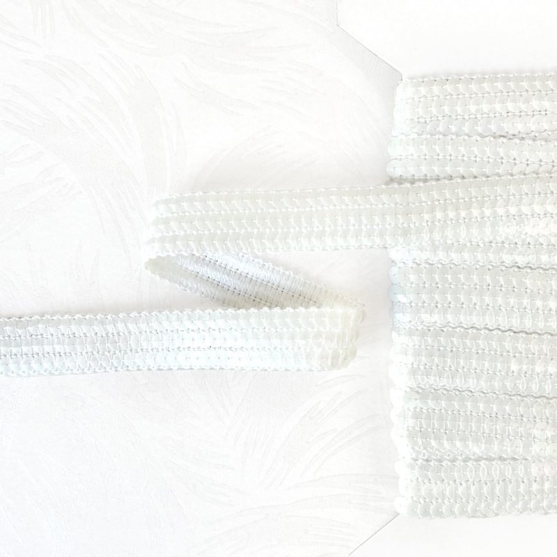 Non-Stretch Sequin Trim-Iridescent White