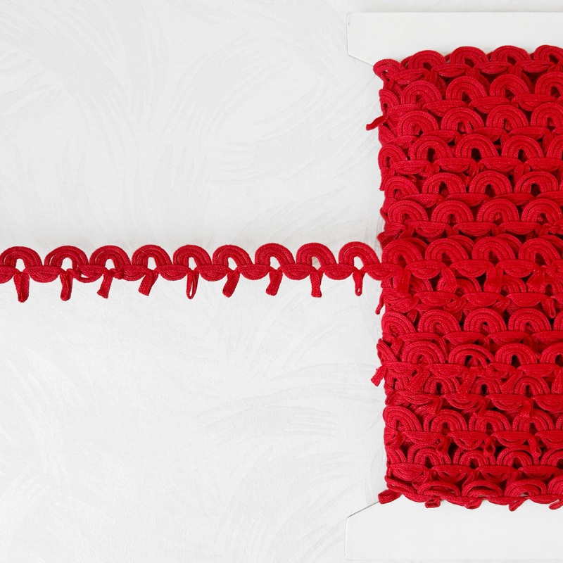 Scallop Loop Braid with Picot-Red-By the Yard & 144 Yard Board