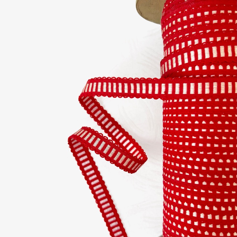 Scalloped Ladder Style Braid-Red & White-By the Yard & 144 Yard Roll