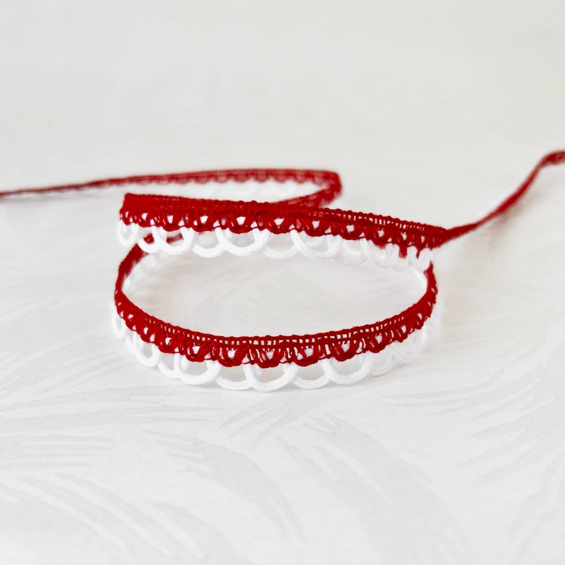 Scalloped Loop Braid-Red & White