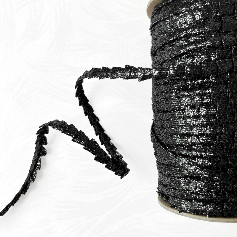 Sparkly Black Fan Braid-Black-By the Yard & 36 Yard Roll