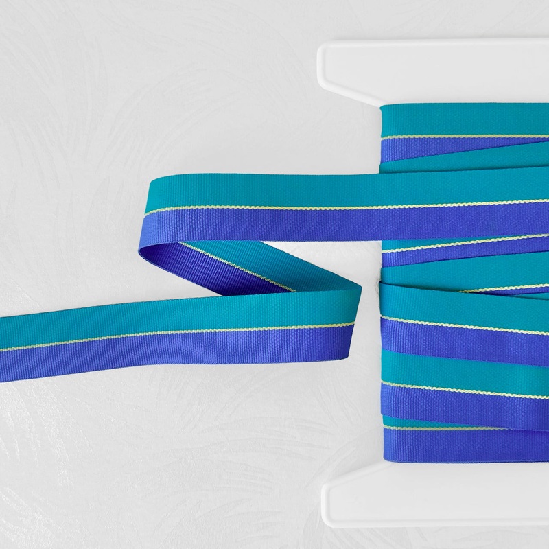 Striped Grosgrain Ribbon-Turquoise & Periwinkle