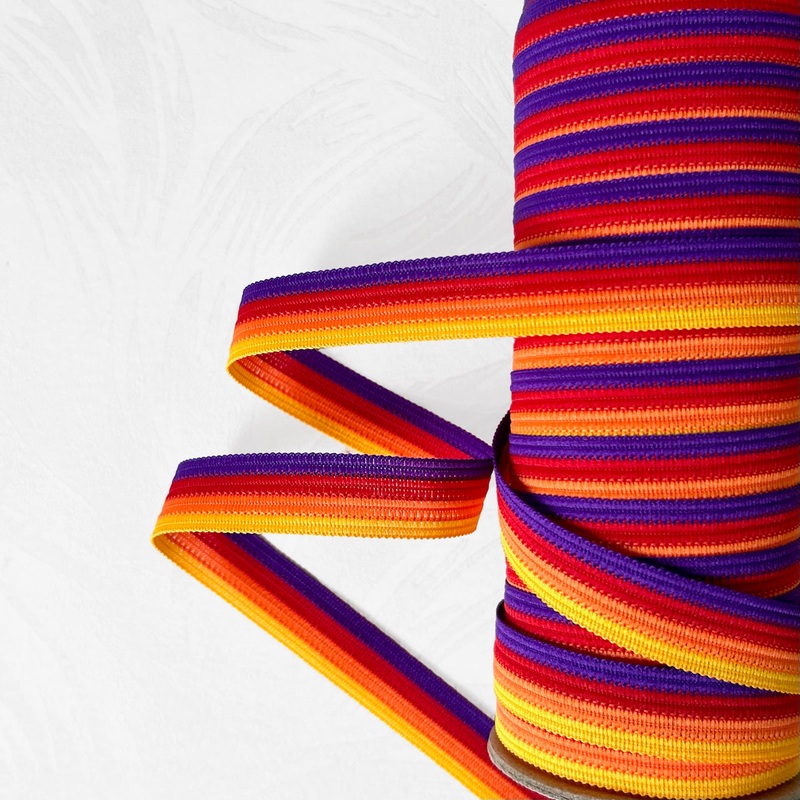 Striped Knit Braid-Yellow, Orange, Red & Purple-By the Yard & 144 Yard Roll