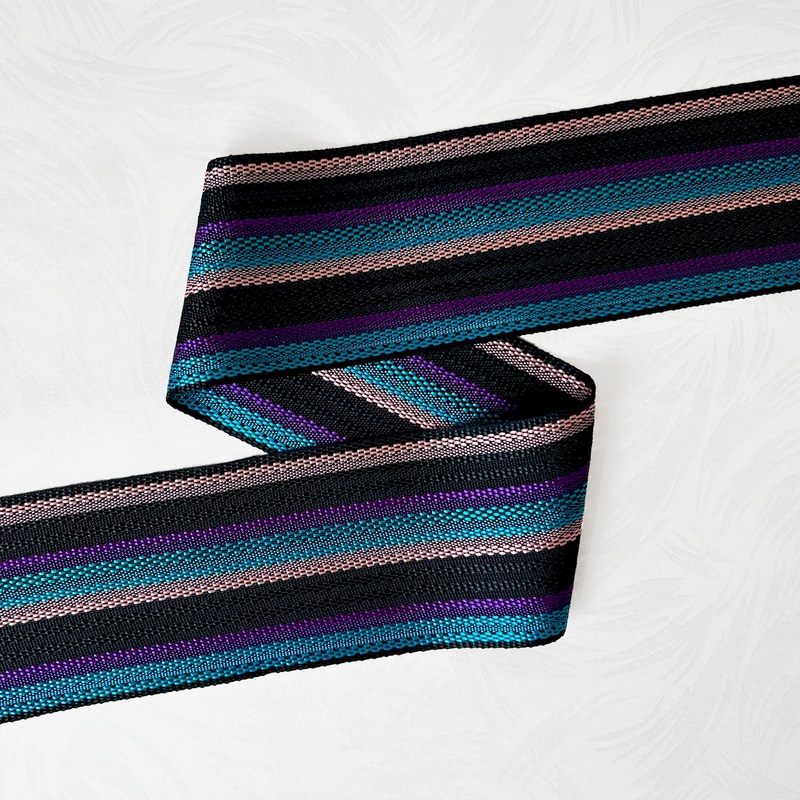 Wide Satin Stitched Webbing-Blue, Purple, Pink & Black