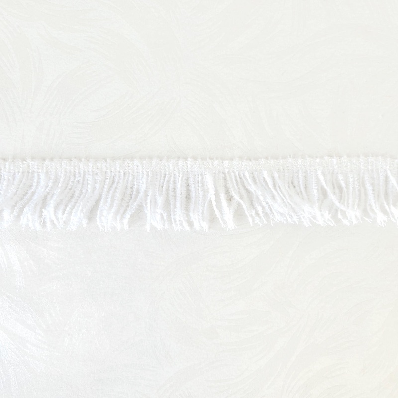 Chainette Feather Fringe 2-White-By the Yard & 24 Yard Board