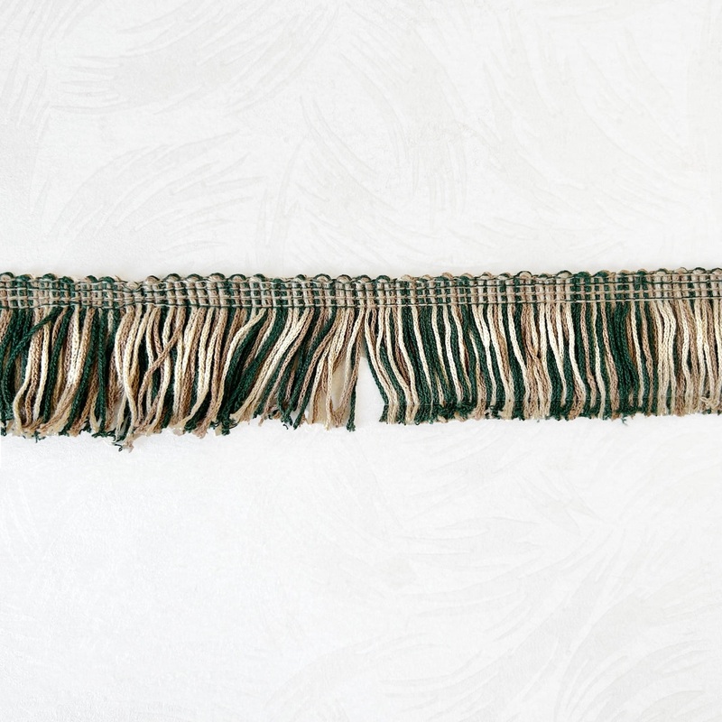Chainette Fringe 2-Green, Tan & Brown-By the Yard & 24 Yard Board