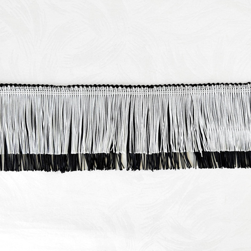 Double Chainette Fringe 4-Black & White-By the Yard & 18 Yard Board