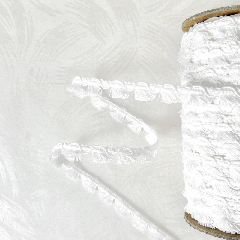Eyelash Tassel Fringe 1/2-White-By the Yard & 144 Yard Roll