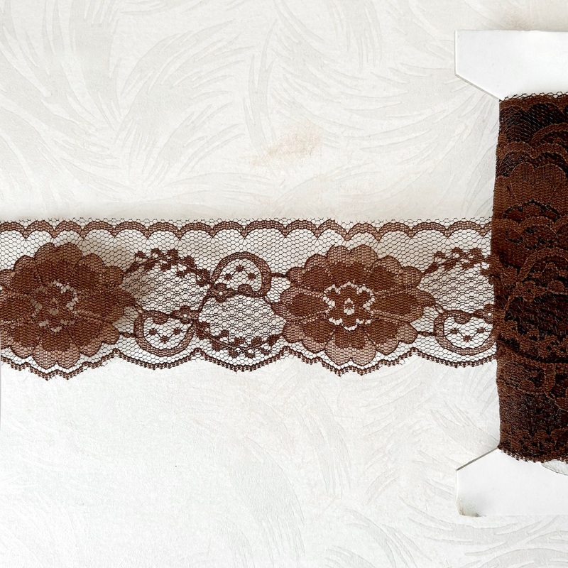 Floral Flat Lace-Brown-By the Yard & 36 Yard Board