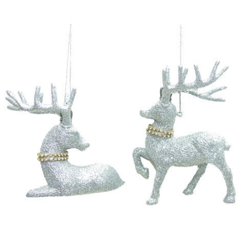 Glittered Deer With Gold Collar