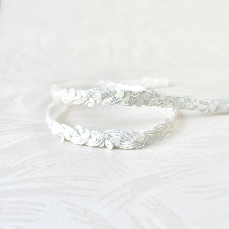 Iridescent Sequin Weave Braid-Iridescent White
