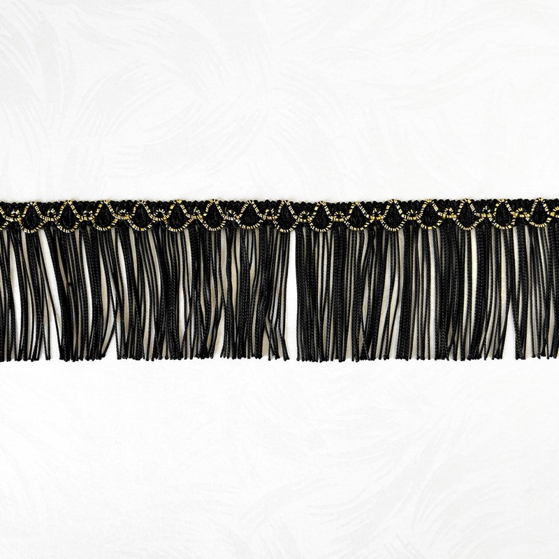 Metallic Chainette Fringe 3-Black & Gold