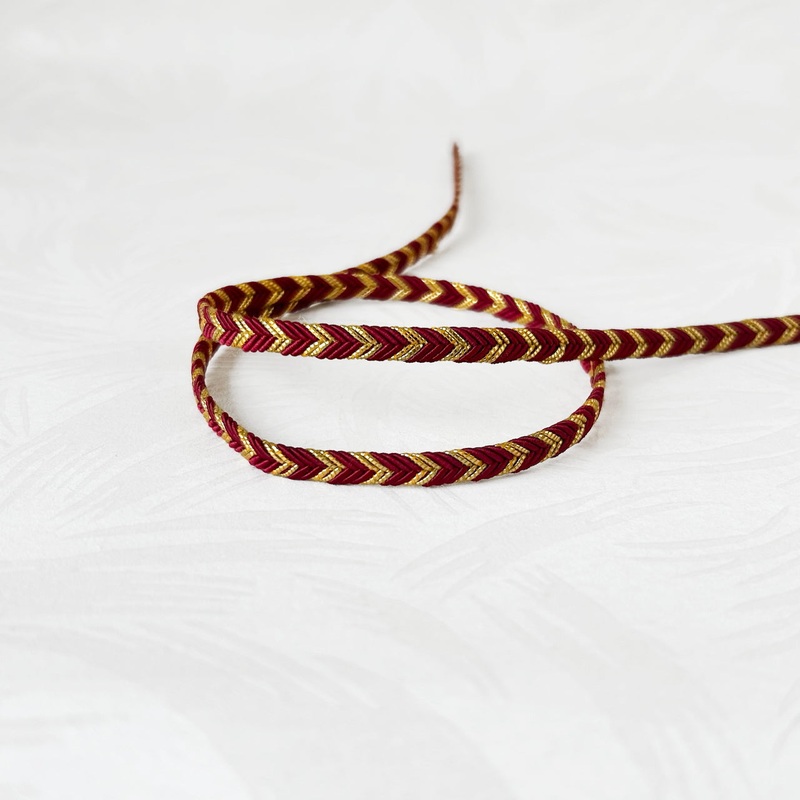 Metallic Flat Cord-Gold & Red