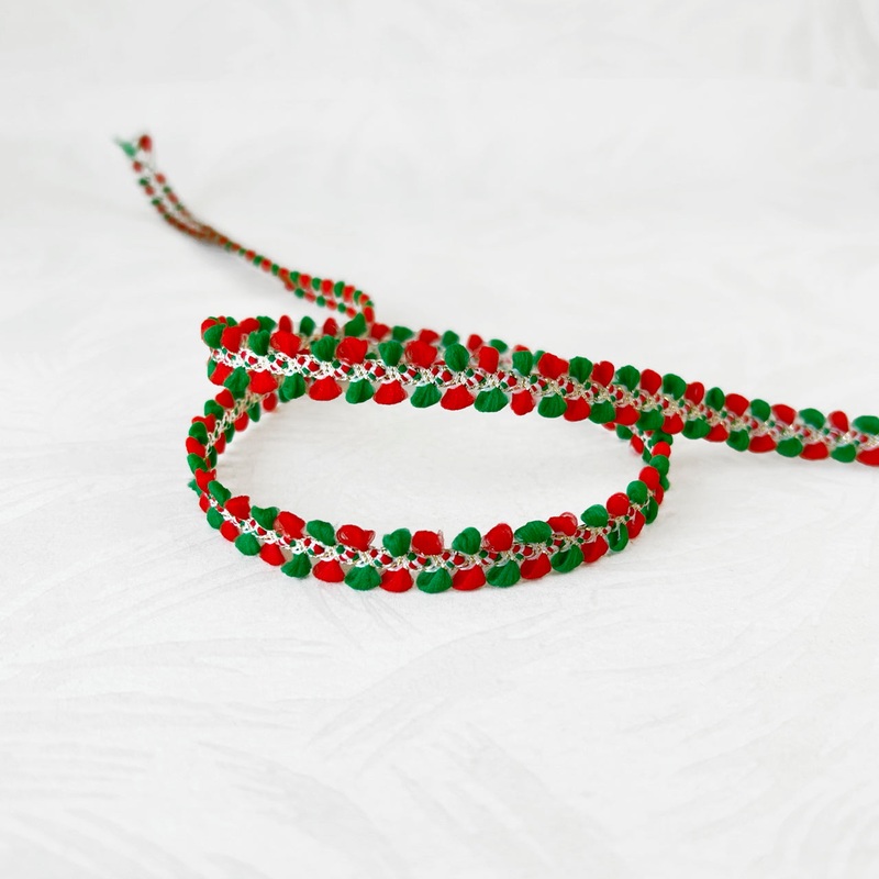 Metallic Picot Edge Trim-Red Green & Gold-By the Yard & 36 Yard Board