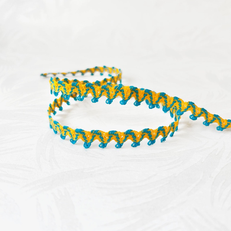 Scalloped Picot Edge Trim-Yellow & Blue