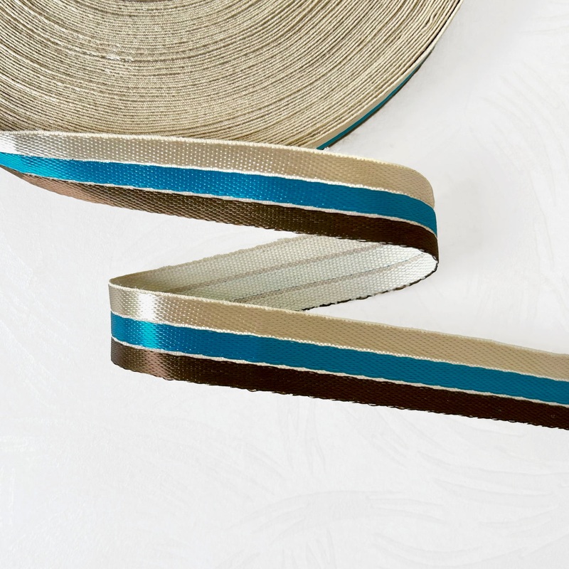 Striped Ridges Rayon-Teal, Brown & Champagne