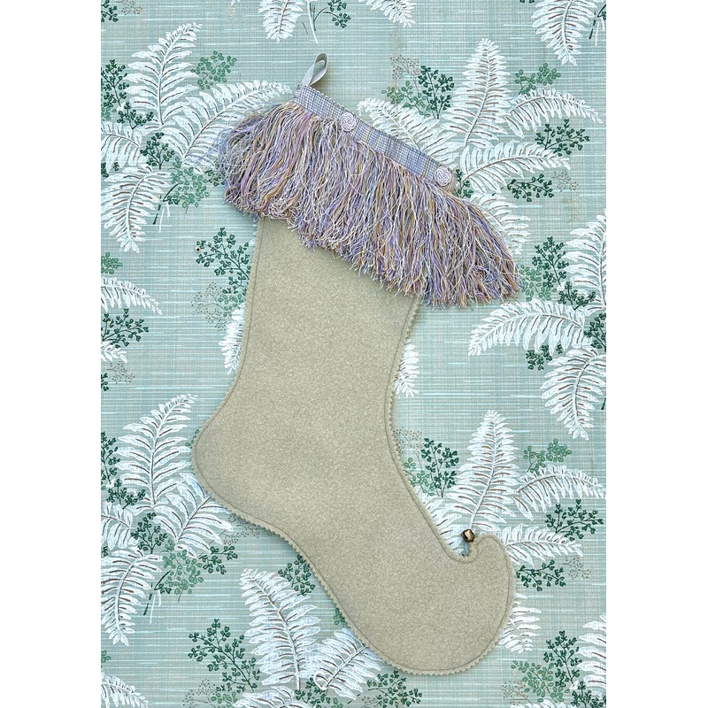 Vintage Wool Stockings - Pale Green & Lavender Fringe