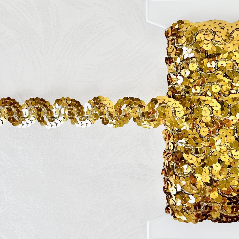 Wavy Sequin Trim-Gold