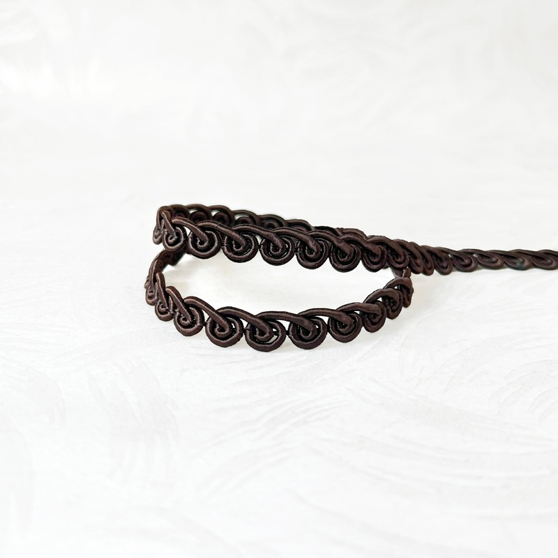 Brown Rayon Swirl Cord Braid-Brown-By the Yard & 36 Yard Board