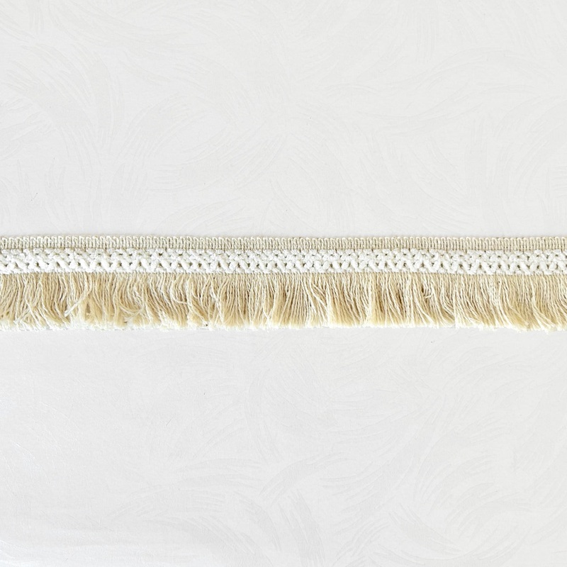 Brush Fringe w/ Chenille X  2-Natural & White-By the Yard & 72 Yard Roll