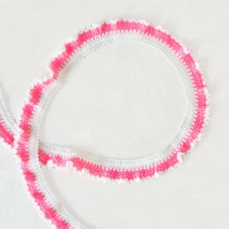 Elastic Ruffles-Bright Pink & White