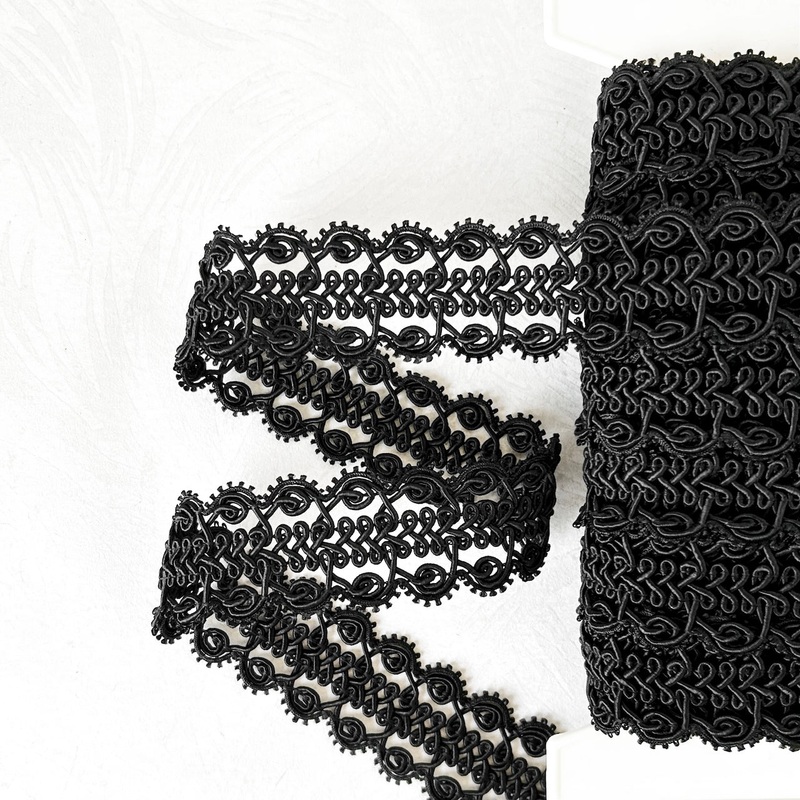 Fancy Rayon Scalloped Braid-Black