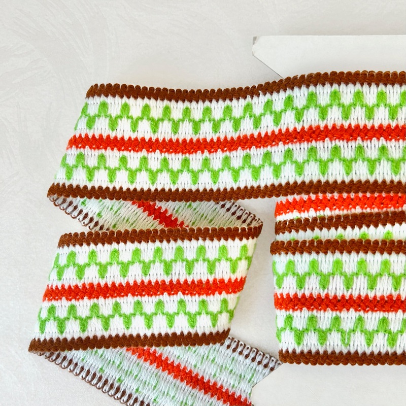 Fuzzy Geometric Braid-Lime & Brown on White