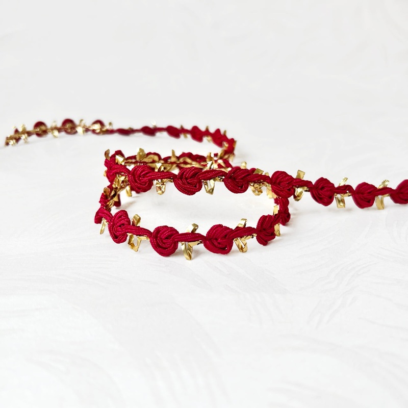 Metallic Floral Rococo Braid-Red & Gold