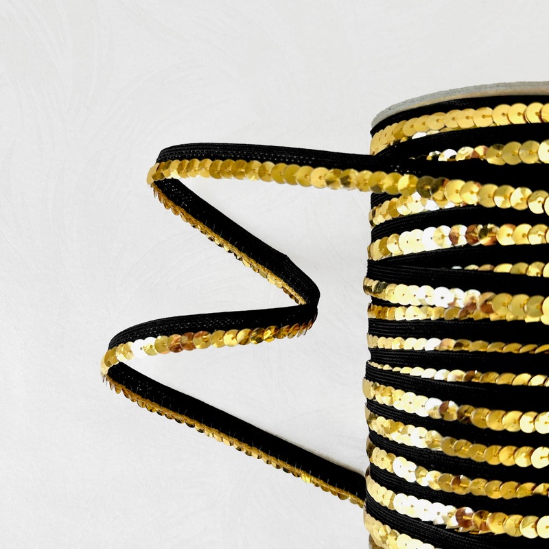 Metallic Sequin Edging-Black & Gold
