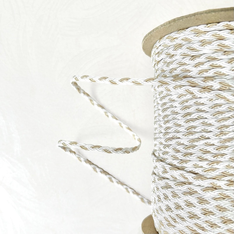 Narrow Braided Braid-White & Bisque-By the Yard & 144 Yard Roll