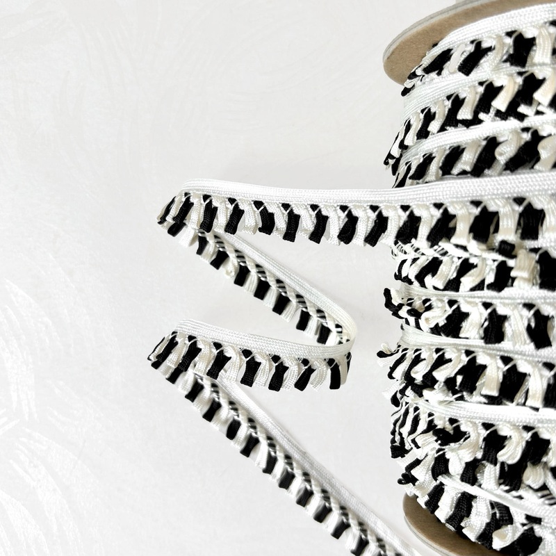 Rayon Flat Loop Fringe-Black & White
